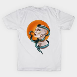 Tattoo Design Neo-Traditional Bald Lady and a Snake T-Shirt